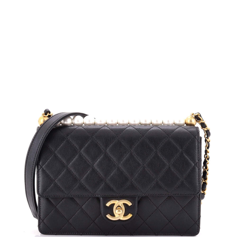 Chanel Small Chic Pearls Flap Bag Quilted Lambskin